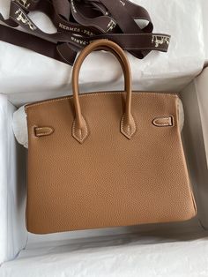 Birkin 25cm imported Togo leather brown golden buckle