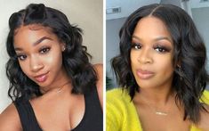 Wavy middle part quick weave bob Quick Weave Bobs For Black Women Leave Out, Short Bob Hairstyles For Black Women Quick Weave Middle Part, Quick Weave Bob No Leave Out, Body Wave Bob Quick Weave, Wavy Bob Quick Weave Hairstyles, Messy Bob Quick Weave, Middle Part Quick Weave, Middle Part Bob, Weave Bob Hairstyles