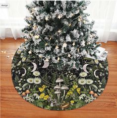 a christmas tree with mushrooms and other things on it