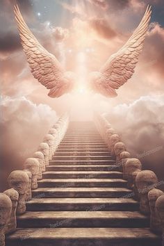 stairway leading to heaven with angel wings