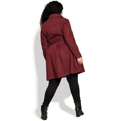 Perfection in port, the Blushing Belle Coat is a luxurious and classic coat that is perfect for chilly days. The rich port hue is ideal for adding some warmth to your favourite looks. With removable faux fur detailing, this coat flares at the waist to show off your curves. The shirt collar and button down opening give this coat a classic look, while the cinching waist self-tie belt and front functional pockets add a touch of function and style. Bold and fiercely fashionable, no one does plus siz Classic Coat, Classic Coats, Feel Pretty, Chic Woman, City Chic, Shirt Collar, Tie Belt, Classic Looks, Faux Fur