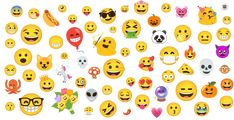 many different types of emoticions are shown in this image, including faces and eyes