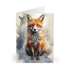 a card with an image of a fox on it