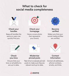 what to check for on social media completies info graphic with icons and text