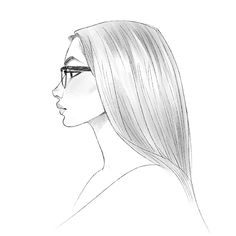 a drawing of a woman with glasses on her face