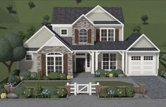 an artist's rendering of a two story house