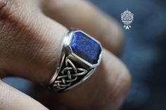 Item Specific Stone; Lapis Lazuli Metal: Sterling Silver 92.5% Dimension: 26 x 16 x 24 mm Ring Weigh:13 g Shipping - Shipping through Thailand Post by Economy Register Mail, taking 30-60 days (or more). - Expedited shipping service through DHL,taking 5-14 days delivery (Non Refundable). Exchange, Return and Refund - If you need to resize, exchange or return, please contact us. Handmade Sterling Silver Signet Ring, Handmade Classic Sterling Silver Crystal Ring, Handmade Classic Sterling Silver Sapphire Ring, Handmade Classic Sapphire Ring In Sterling Silver, 5 Dimension, Celtic Ring, Celtic Knot Ring, Viking Ring, Masonic Ring