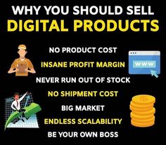 a black background with the words, why you should sell digital products and how to use it