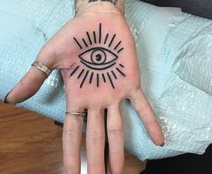 a person's hand with an all seeing tattoo on it and the eye in the middle