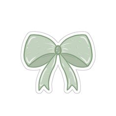 a green bow sticker on a white background