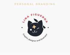 the logo for personal branding, featuring a black cat with a gold star on its forehead