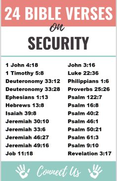 a poster with the words 24 bible verses on security