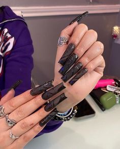 Square Nails Ideas Black, All Black Nails With Design, Black 3d Nails, Black Nails With Design, All Black Nails, Nails Ideas Black, Square Nails Ideas, Practice Nails, Nails Videos