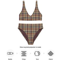 Our Earthy Plaid now in High Waist version is a classy and thoughtful piece. It’s made from soft recycled polyester with double-layering and UPF 50+. Style the straps how you like, and get ready to swim! Designed: BOHIQ Pattern: Earthy Plaid Bralette Top with removable padding Bottom: High Waisted UPF50+ protection Fabric: 81% REPREVE recycled polyester, 19% LYCRA XTRALIFE Fabric is OEKO-TEX 100 standard certified Fabric is Global Recycled Standard (GRS) certified Double-layered and non-reversib Trendy Summer Polyamide Swimwear, Trendy Summer Swimwear, Trendy Polyamide Swimwear For Summer, Trendy Summer Swimwear In Polyamide, Casual Polyamide Swimwear For Beach, Summer Triangle Top Micro-elastic Swimwear, Recycled Polyester Beachwear For Poolside, Trendy Seamless Beach Swimwear, Trendy Seamless Swimwear For Beach