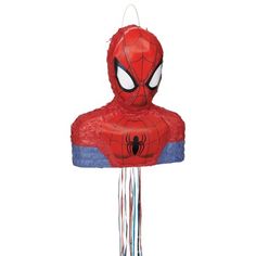 the spiderman balloon is on display in front of a white background