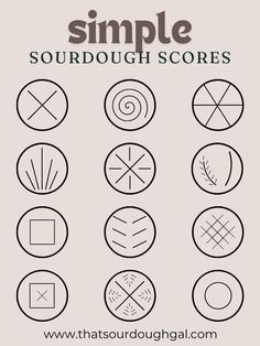 simple sourdough score with the words,'s and symbols in black ink