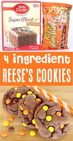 the ingredients for reese's cookies are shown