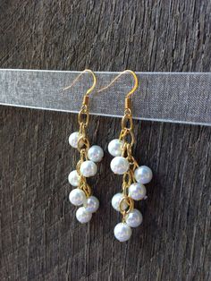 Labor Day Sale 15 Off  White Pearl Earrings by haileyallendesigns, $11.90 White Pearl Earrings, Formal Parties, White Pearl Earring, Pearl Dangle Earrings, Bridal Earrings Pearl, Bride Hair, Greensboro Nc, Earring Ideas, French Wire