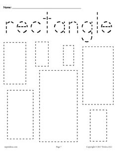 a worksheet with the words rectangle and squares to be used for writing