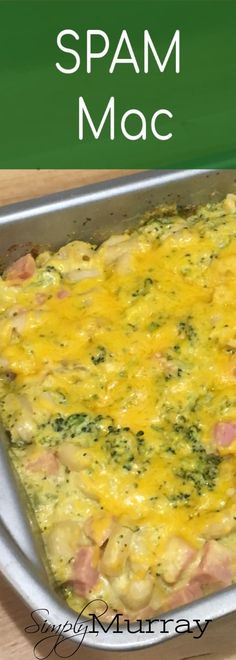 a casserole dish with ham and broccoli in it