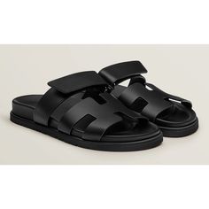 Hermes Chypre Sandal Black Calfskin Leather H Logo Strap Slide Slip On Flat 42 ********** Hermes ********** Brand: Hermes Size: 42 (Know Your Hermes Size) Name: Chypre Color: Noir Style: Sandal Slide Material: Calfskin Leather Adjustable Buckle Hook And Loop Closure Strap H Classic Logo Noir Black Calfskin Leather Material Black Rubber Sole Black Leather Insole Brand New In Box, Comes With Box And Dust Bag 100% Authentic Or Your Money Back Great Gift I Ship Worldwide Any Other Questions Just Ask Hermes Cypress Sandals, Sleek Black Calf Leather Sandals, Black Calf Leather Sandals For Summer, Luxury Black Sandals With Leather Lining, H Logo, H Logos, Classic Logo, Black Rubber, Hook And Loop