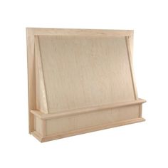 an empty wooden shelf on a white background