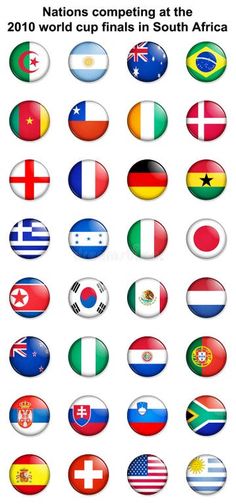 the flags of all nations competing at the world cup