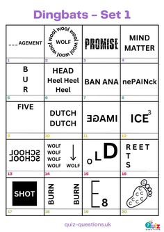 a printable game with words and pictures on it