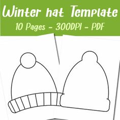 winter hat template for kids to color and print on the front of a book cover