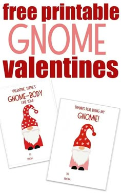 free printable gnome valentine's day cards for kids to use on the table