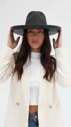 Our always flattering pencil roll brim hat now crafted in a fine paper straw. Featuring a slightly pinched fedor crown with a sophisticated wide brim, it’s giving classic refinement at its best! Classic Wide Brim Hats For Workwear, Classic Wide Brim Work Hats, Classic Wide Brim Workwear Hat, Wide Brim Panama Hat For Formal Occasions, Chic Formal Fedora Panama Hat, Chic Adjustable Sun Hat With Structured Crown, Formal Spring Straw Fedora Hat, Chic Formal Panama Hat With Flat Brim, Formal Spring Fedora Straw Hat