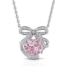 BOGO 40% OFF (Code: H40) Elegant Heart Cut Necklace For Party, Pink Ribbon Jewelry As Gift, Pink Ribbon Jewelry For Gifts, Pink Ribbon Jewelry Gift, Feminine Sterling Silver Necklaces For Gifts, Feminine White Gold Necklace For Gift, Feminine White Gold Necklace Gift, Sterling Silver Heart Charm Necklace For Party, Sterling Silver Necklace With Heart Charm For Party