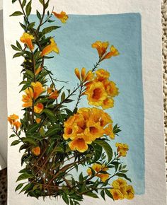 an image of yellow flowers on a blue background