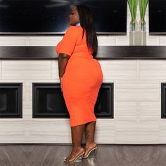 Plus Size Fashion Casual 3/4 Sleeve  Tight Letter Graphic Dress Maxi Dress - Orange,2XL Casual Red Knee-length Pencil Skirt, Casual Orange Pencil Skirt, Plus Size Pencil Skirt, Red Pencil Skirt, Printed Casual Dresses, Pencil Skirt Dress, Graphic Dress, Printed Pencil Skirt, Stylish Plus