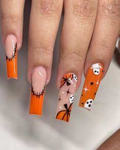 Black Halloween Nails, Horror Nails, Unghie Sfumate, Cute Halloween Nails, Pumpkin Nails, October Nails, Nails Now