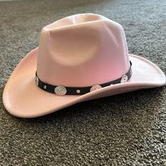 Excellent Condition Never Worn Pink Cowgirl Hat Would Fit, Young Girl, Teen Or Adult Pink Adjustable Felt Hat For Summer, Trendy Felt Hat For Country Events, Adjustable Pink Felt Hat For Summer, Trendy Pink Brimmed Mini Hats, Trendy Pink Wide Brim Mini Hat, Pink Western Felt Hat For Spring, Western Style Pink Felt Hat For Spring, Trendy Adjustable Pink Fedora, Casual Pink Wide Brim Felt Hat