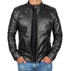 Men black slim fit leather biker jacket, men fashion motorcycle jacket Fitted Hooded Biker Outerwear, Fitted Biker Outerwear With Hood, Leather Jacket With Double-lined Hood, Fitted Leather Hooded Jacket With Long Sleeves, Fitted Biker Jacket With Double-lined Hood For Fall, Hooded Moto Biker Jacket For Fall, Winter Biker Hooded Jacket With Long Sleeves, Winter Biker Hooded Jacket, Casual Fitted Leather Hooded Jacket