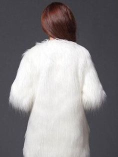 Style Chic & Modern, Casual Cleaning Hand Wash Sleeve Length Long Sleeve Embellishment Faux Fur Occasion Daily Casual Thickness Neckline Jewel Weight 0.6kg White Fluffy Long Sleeve Fur Coat, Faux Fur White Coat, Fur White Coat, White Faux Fur Coat, Fluffy Coat, Facebook Style, Estilo Chic, White Coat, White Faux Fur