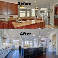 before and after pictures of a kitchen remodel