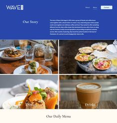 the website for wave is designed to look like it has different food items on it