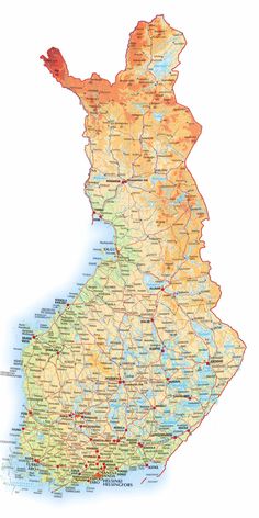 a large map of the state of michigan with roads and major cities in red, yellow and green