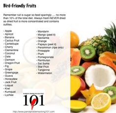 a bunch of fruit that are on top of each other with the words bird - friendly fruits