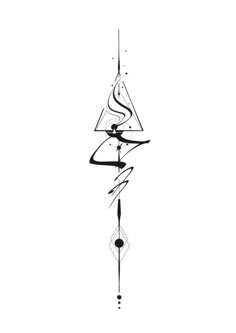 a black and white drawing of a wind chime