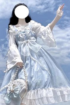 Light Blue Shell Jacquard Ruffle Bowknot Lace Sweet Lolita Jsk Dress – LolitaInside Jsk Dress, Gothic Princess, Punk Dress, Blue Shell, Sweet Lolita, Lace Fashion, Lolita Dress, Gothic Lolita, Cute Dolls