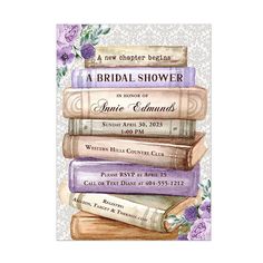 a stack of books on top of each other with the words, a bridal shower