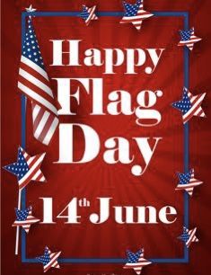 an american flag day poster with the words happy flag day 4 june on red background