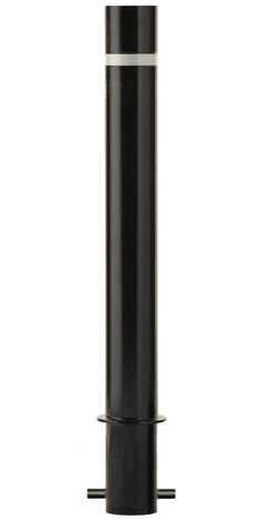 a black pole with a white stripe on it