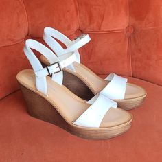 This Never Used. Great Condition White Patent Leather Upper. Ankle Buckle Closure. 3.75" Wedge Heel 1" Platform Jessica Simpson Shoes, Wedge Sandal, Womens Shoes Wedges, Jessica Simpson, Wedge Heels, Wedge Sandals, Patent Leather, Leather Upper, Wedges