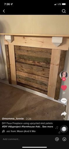 a bed frame made out of pallets and some kind of wood with buttons on it