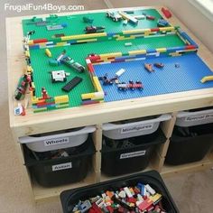 a table with legos on it and the words, brilliant ikea hacks every parent